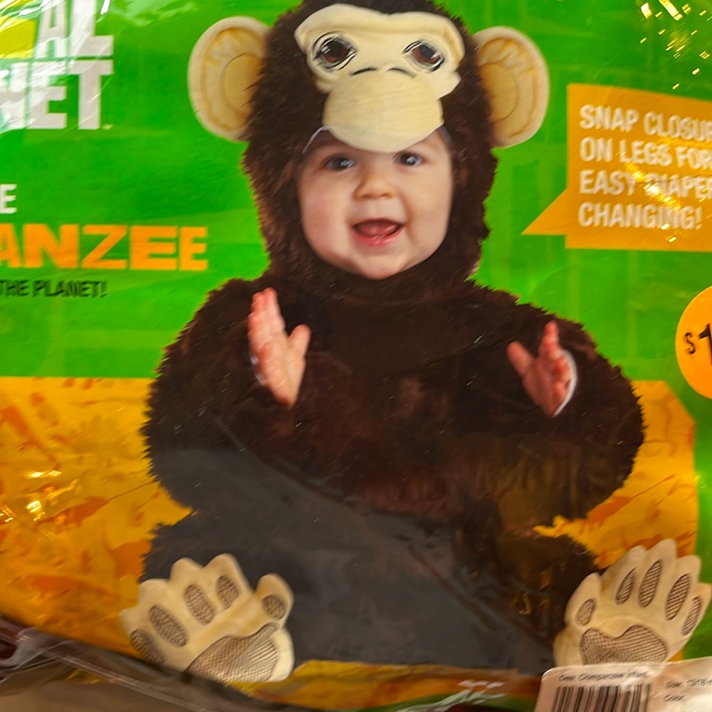 MONKEY brown chimp COSTUME Animal Planet FURRY Chimpanzee FACE/feet 12-18 months